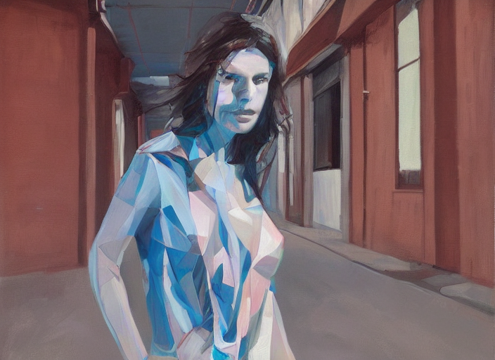 Portrait Of A Beautiful Girl Standing In An Empty Street By...