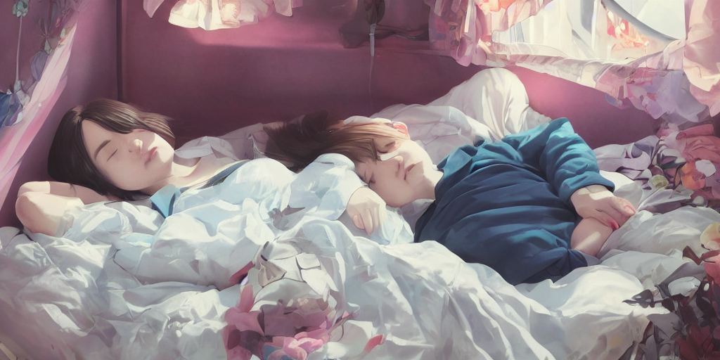 Girl Sleeps On A Bed In A Cozy Train - Dramatic Complex Post...