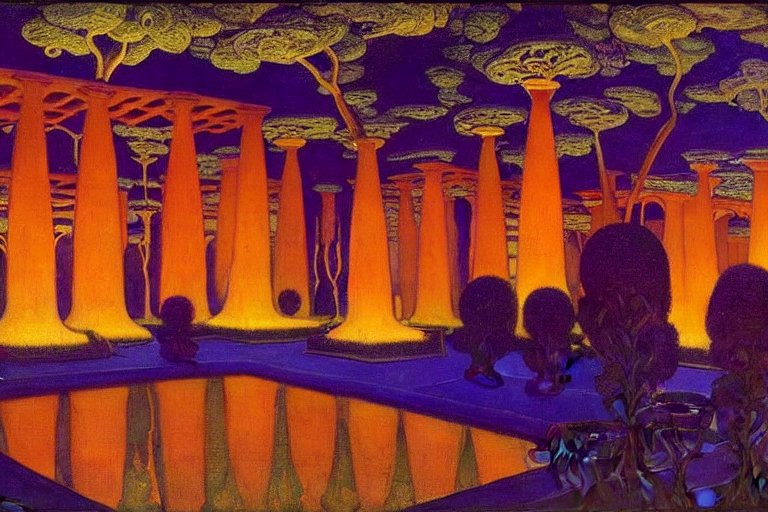 Beautiful Garden At Twilight By Nicholas Roerich And Jean De...