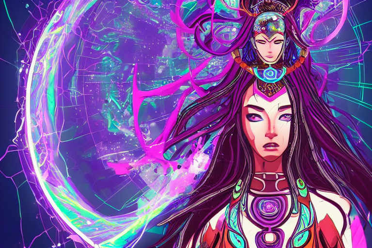 Goddess Of Mystic Unity. Interconnected Chaos, Radiant Wisdo...