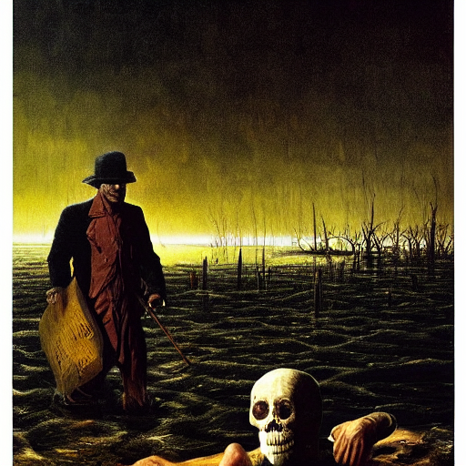 Many Human Corpses Floating In An Infinite Lake Of Blood. A...