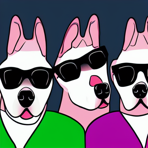 Gangster Dogs With Sunglasses, Digital Art, Ghimbi Style Art