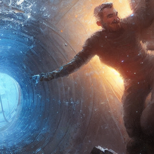 Man Climbing Out Of A Cryostasis Pod, His Expression Full Of...