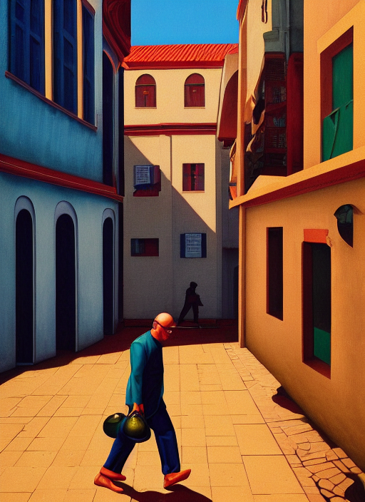 Person Walking Inside A Timeless Bubble, Streets Of Salvador...