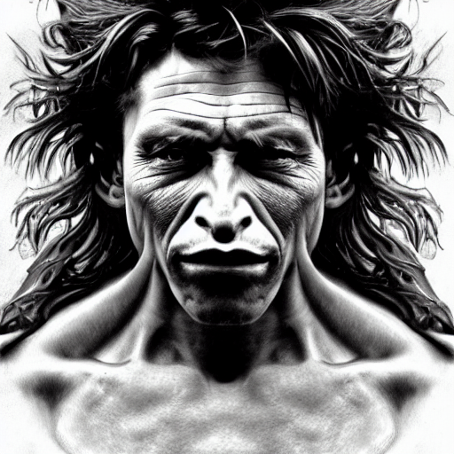 Painted Closeup Portrait Of Goblin Man, Masculine, Fierce, C...