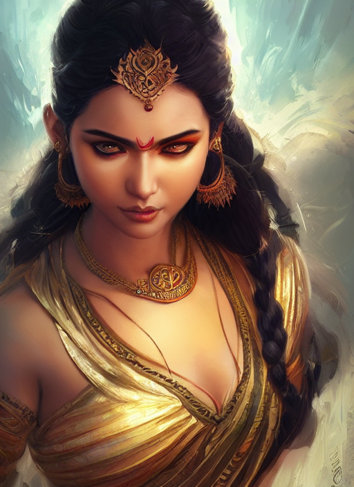 Bangladeshi Goddess, Art By Artgerm And Greg Rutkowski And M...