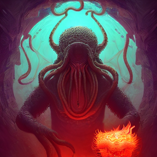 3 D, Cthulhu Mythos Art, Necronomicon, Jellyfish Phoenix Fir...