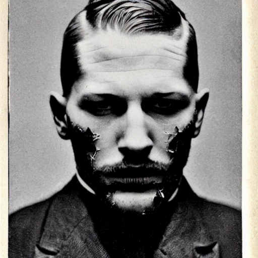 Edwardian Headshot Photograph Of A Hitman, Tom Hardy, Cillia...