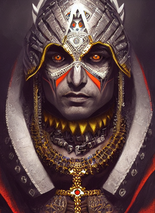 Gothic Aztec Popess, Highly Detailed, Portrait, Digital Pain...