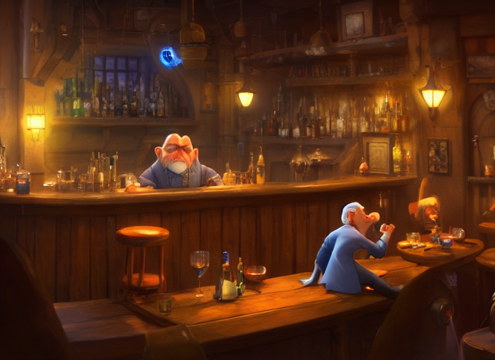 Grumpy Old Man Sitting In A Bar, Fantasy, Concept Art, Artst...