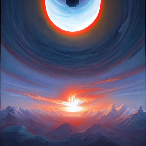 A Painting Of A Eclipse, Red Sky, By Jeffrey Smith, Noah Bra...
