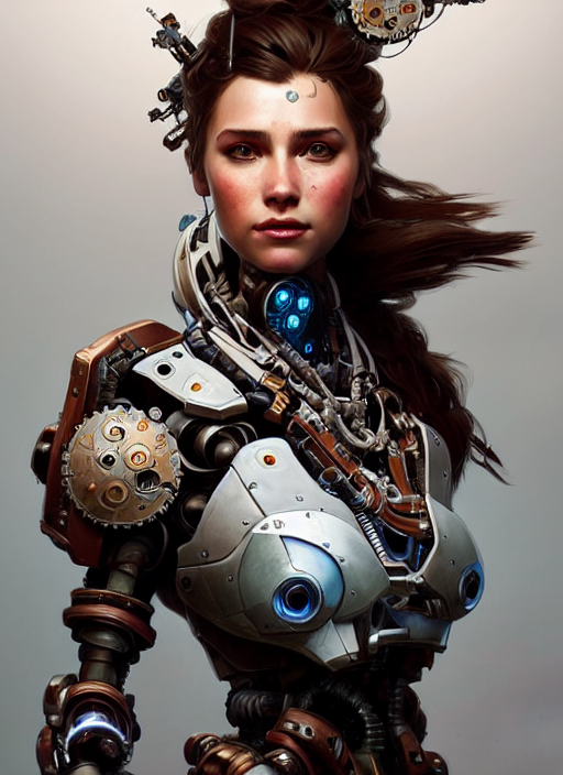 Portrait Of Lara, Robot Steampunk, Floral Horizon Zero Dawn...