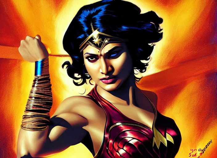 South Asian Wonder Woman Posed With Glowing Rope Over Her He...