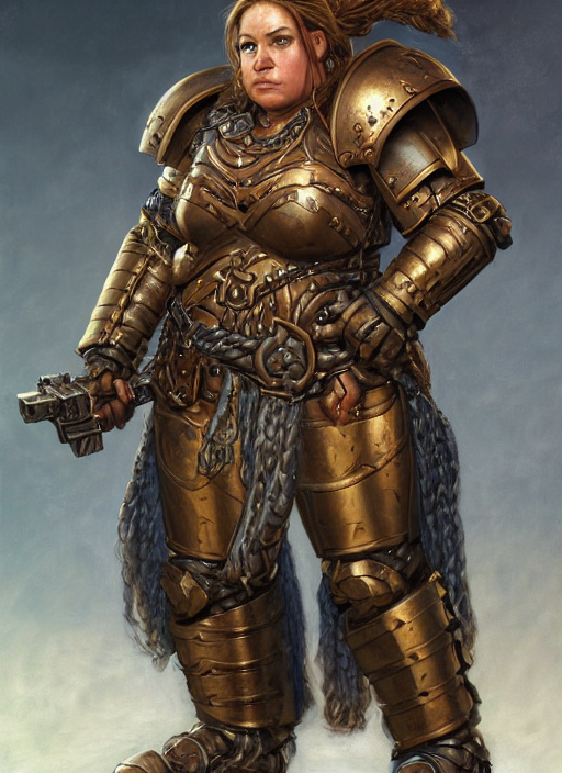 Portrait, Female Warhammer 4 0 K Dwarf Warrior, Heavy Bronze...