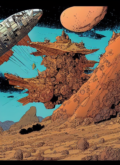 Rocket Blasting Off From Mars, By Moebius And Geof Darrow, D...