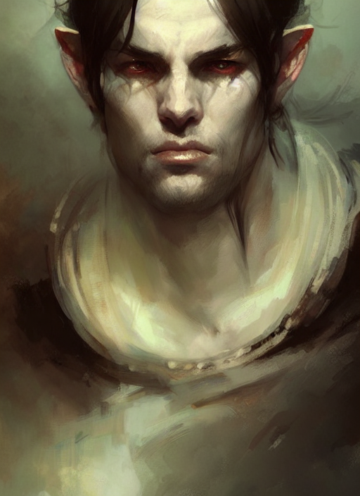 A Portrait Of A Male Tiefling Scholar By Krenz Cushart, Ruan...