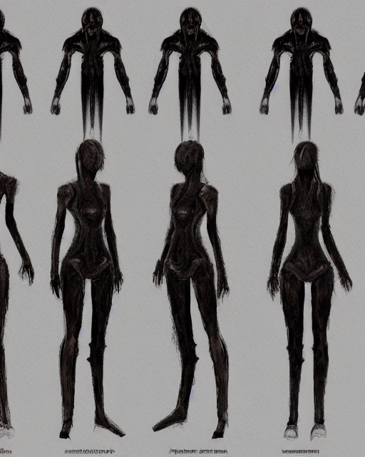 Silent Hill Enemy Design Concept Art On A White Background