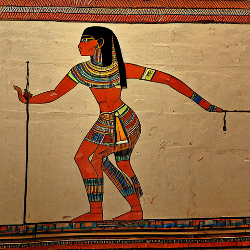 Egyptian Wall Painting Of A Cat Dancing