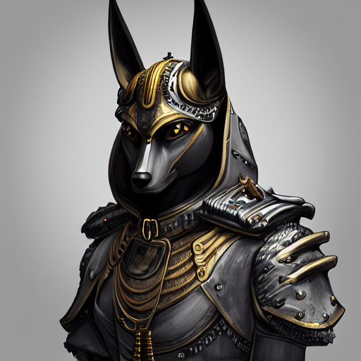 Hyperdetailed Anubis Wearing A Pale Gray Flight Jacket Armor...