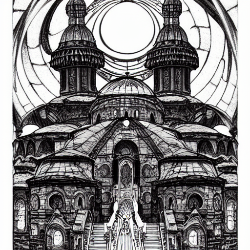 Beautiful Ink Sketch, Dieselpunk High Fantasy, Sunset Byzant...