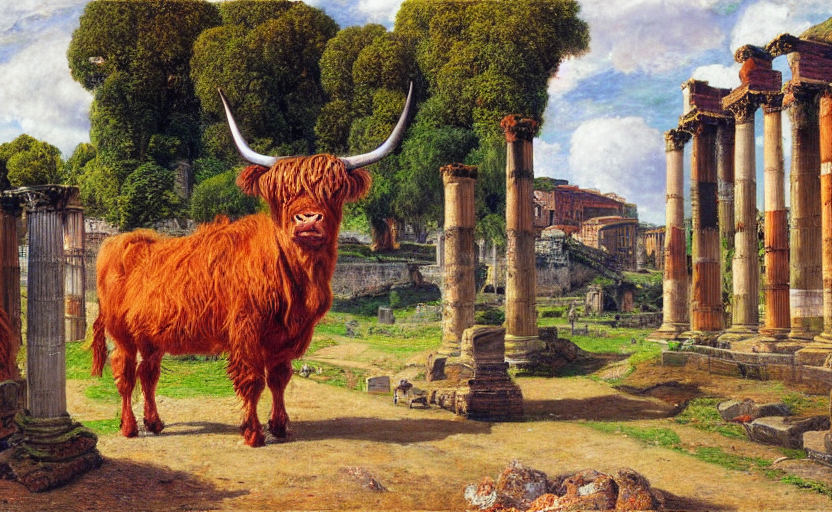 Oil Painting By William Holman Hunt Of A Single Highland Cow...
