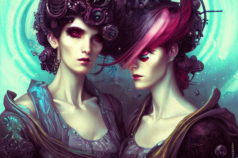 Rococo Cyberpunk City Character Portrait, In The Style Of Mo...