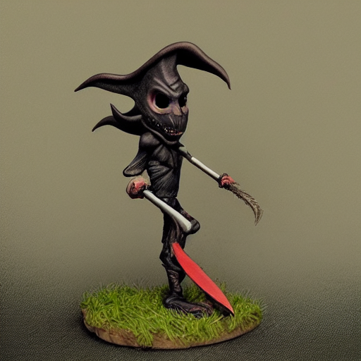 Monoeye Goblin With A Scythe Eating Horse Leg. Highly Detail...
