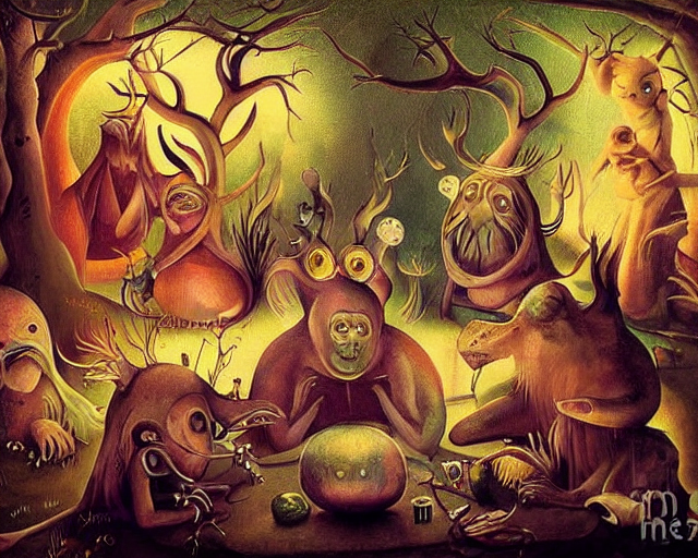 Weirdest Cute Glowing Critters In A Forest Cabin Surreal Art...