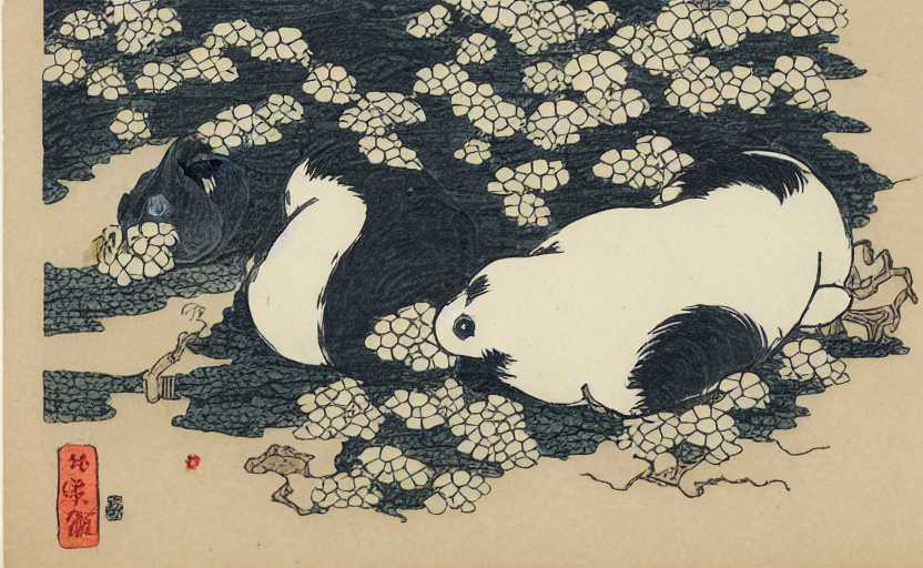 Ink Drawing By Hokusai Of A Guinea Pig.