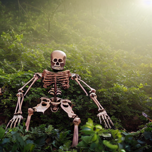 A Rusty Mechanical Human Robotic Human Skeleton Buried In A...