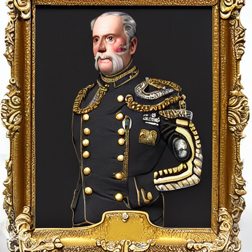 A Portrait Of A Military General With Steampunk Shining Meta...