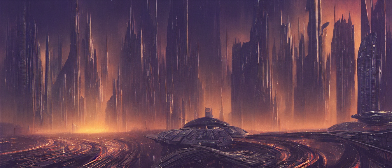 Futuristic Dystopian Metropolis, Sharp Tall Elegant Building...