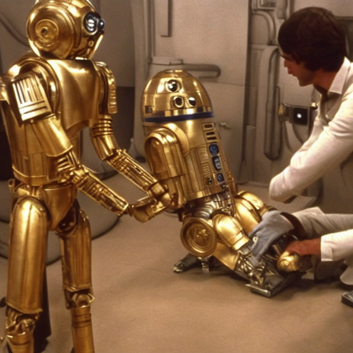 C 3 P 0 Performing Cpr On R 2 D 2 In The Original 1 9 7 7 Ge...