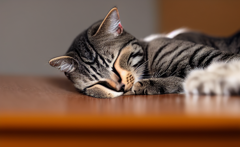 A Cat Sleeping On A Desk, Studio Photography, 8 K