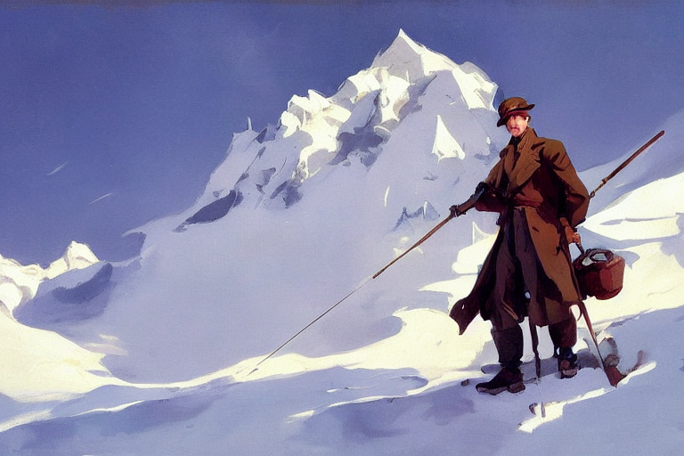 1 9 Century, Huge Mountain Peaks, Small Aircraft Stand Stick...