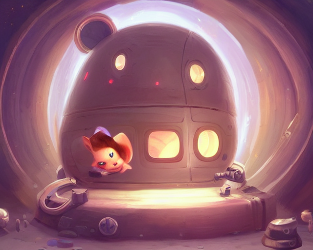 Cute Ninjacat Sleeping In A Space Station Pod. Babymouse Is...
