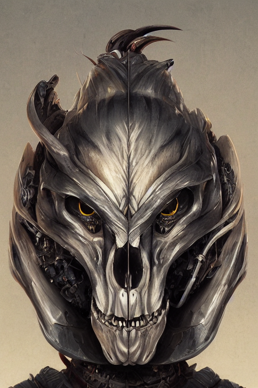 A Portrait Of A Japanese Space Wolf Skull Helmet Concept Ill...