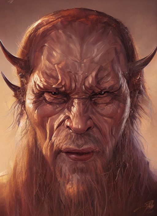 Centered Oil Painting Portrait Of Demon King, Realistic Char... — Stable Diffusion AI Prompt: centered oil painting portrait of demon king, realistic character concept, gazin...