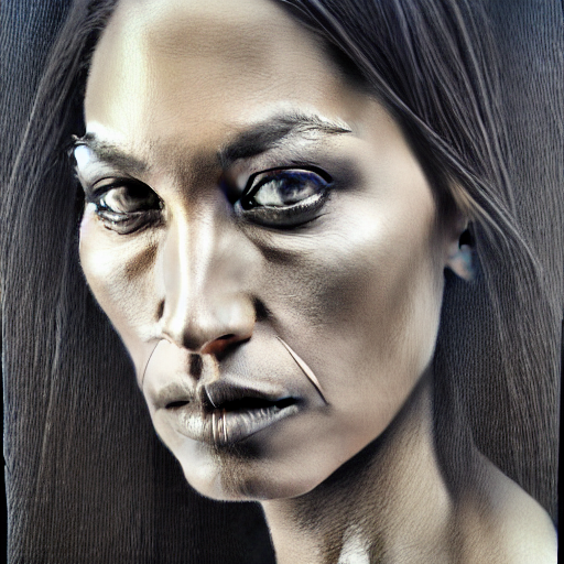 Painted Closeup Portrait Of Fierce, Elegant Woman. Extremely...
