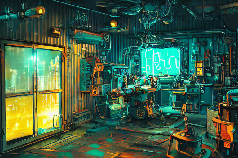 Photo Cartoon Illustration Painting Of Small Sci - Fi Machin...