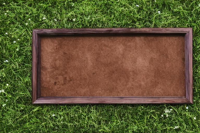 Brown Coffin Laying On Grass In A Graveyard On A Cloudy, Rai...