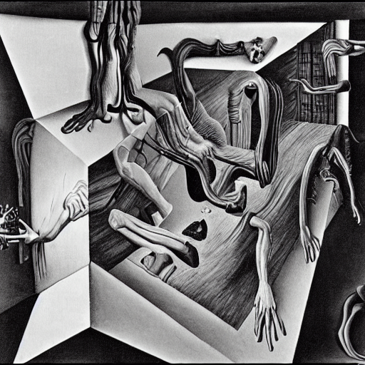 Salvador Dalis The Persistence Of Memory Drawn By M. C. Esch...