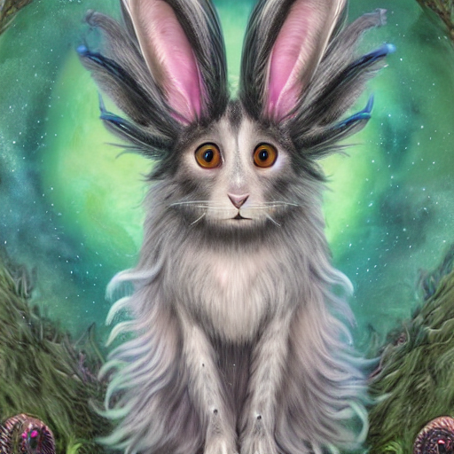 Cosmic Horror Cute Fluffy Grey Tabby Border Collie And Tan L...