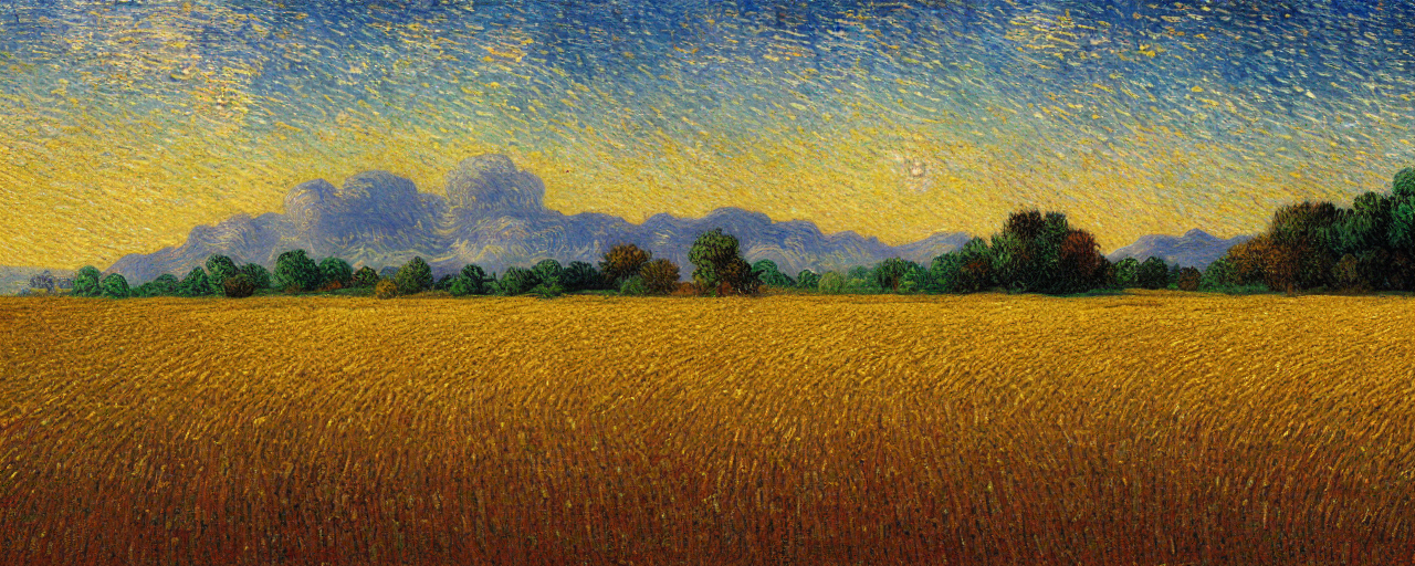 Digital Fine Art Painting Of A Grain Field At Golden Hour, A...