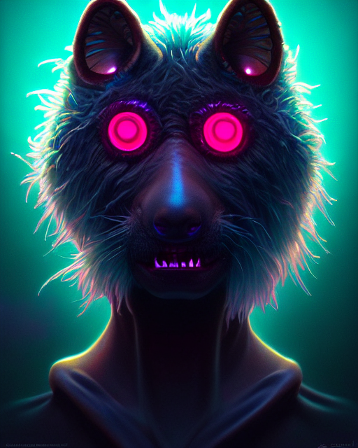 One Singular Portrait Of An Old Bioluminescent Furry Creatur...