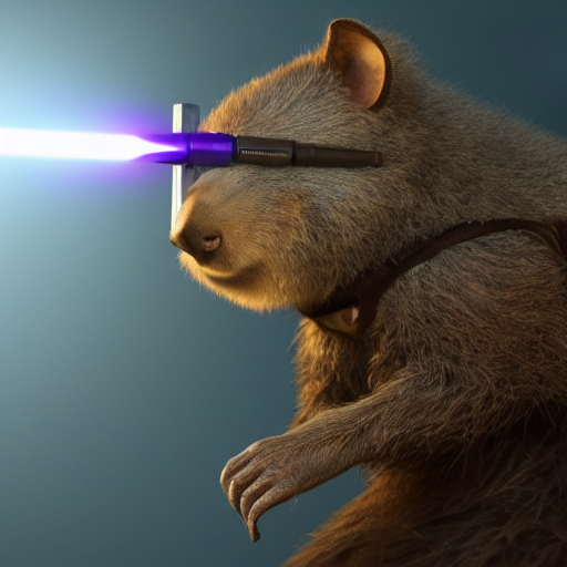 An Anthropomorphic Wombat In Star Wars, Jedi Clothing, Holdi...