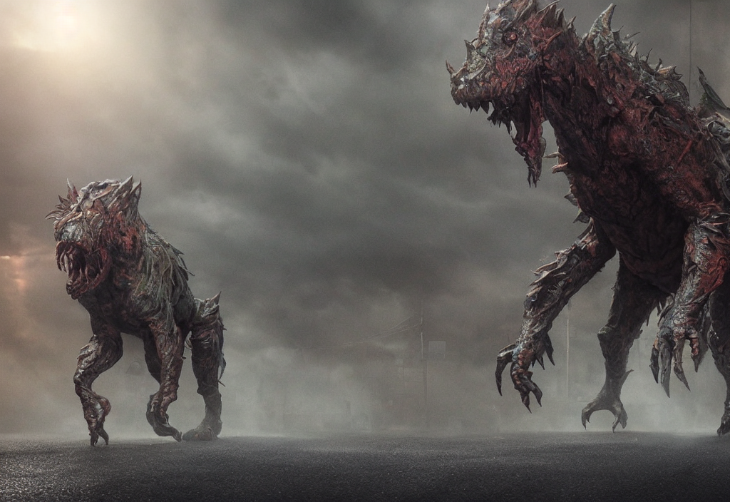 Vfx Color Film Closeup, Huge Behemoth Monster Creature Beast...
