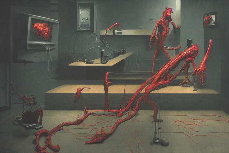 Only With Red, A Red Lizardman Iattacked By Technology, Red...