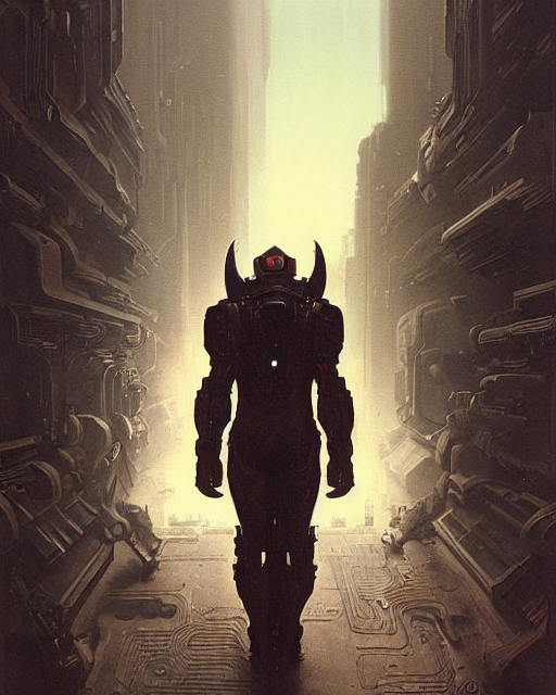 Cyber Bull Enemy Wearing Power Armor Walks Through A Portal...