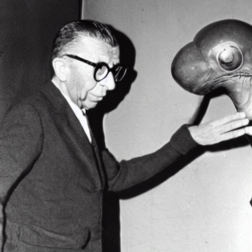 Sartre Hugging A Sad Alien